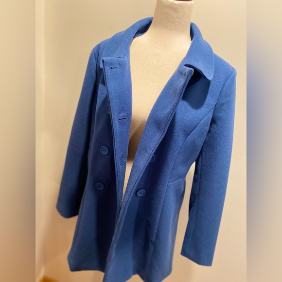 Allegra K, Size Large, Blue, Peter Pan Collar Double Breasted Trench Coat NWT - Picture 11 of 13